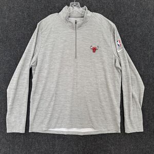 Chicago Bulls Pullover Men's XXL Gray Dri-FIT Long Sleeve Sweater 1/4 Zip Nike